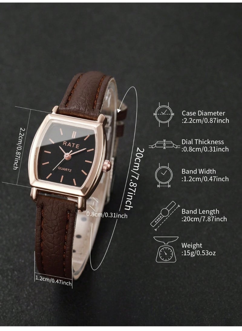 طقم ساعة نسائية أنيقة مع إسوارة بتصميم أنثوي كلاسيكي - Image 4